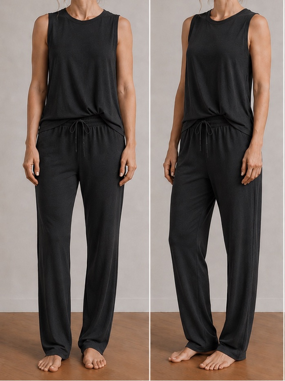 Silky, flowy matching set in washed black cupro
